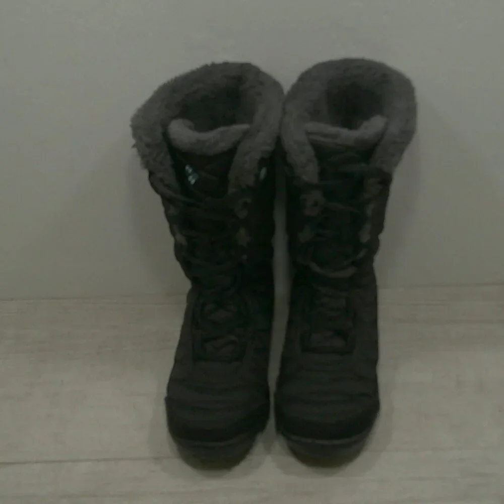 Columbia Gray Tall Lace Up Fur Lined MINX MID II OMNI-HEAT Snow Winter Boot Sz 1